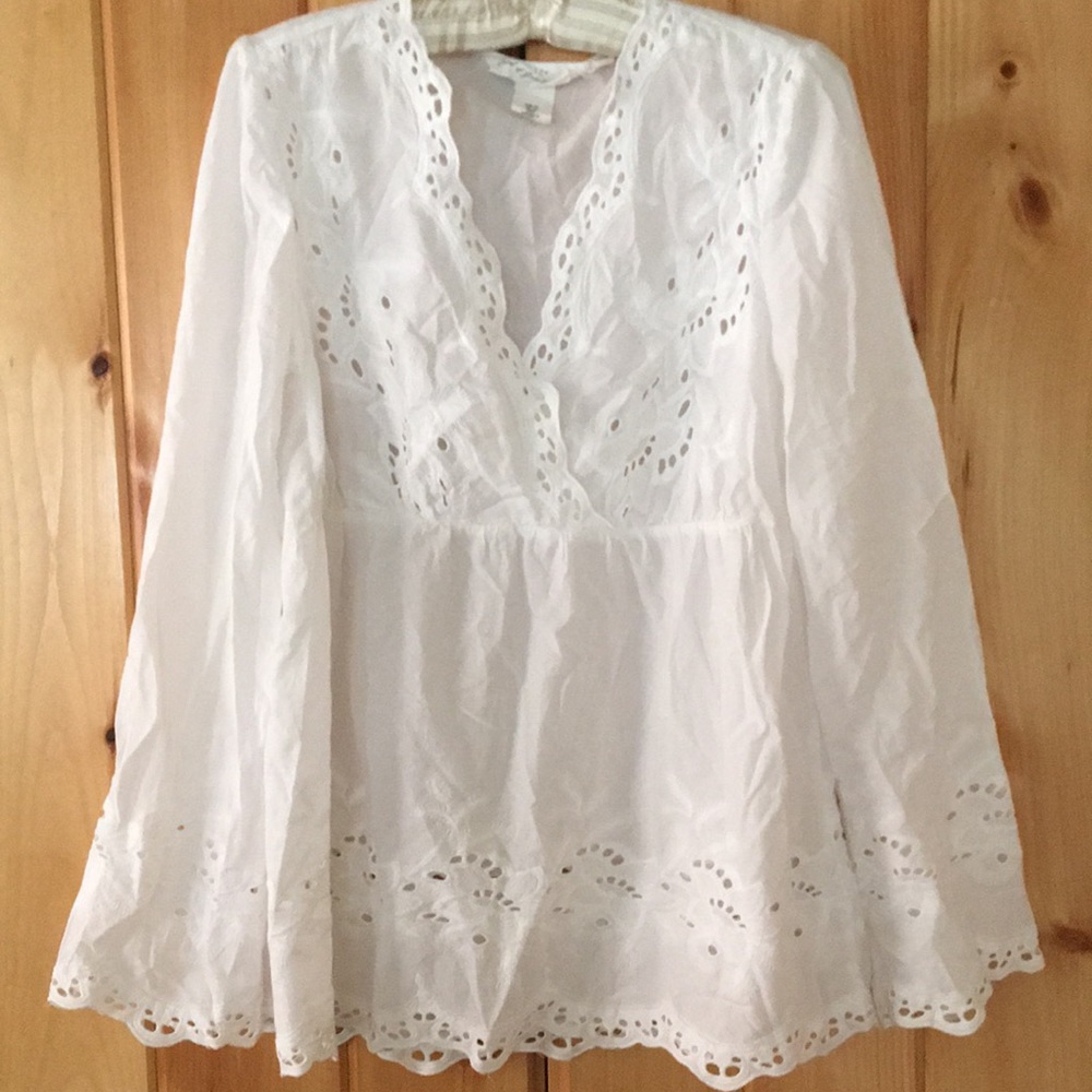 H & M White Lacey Blouse Coverup - Picture 2 of 12